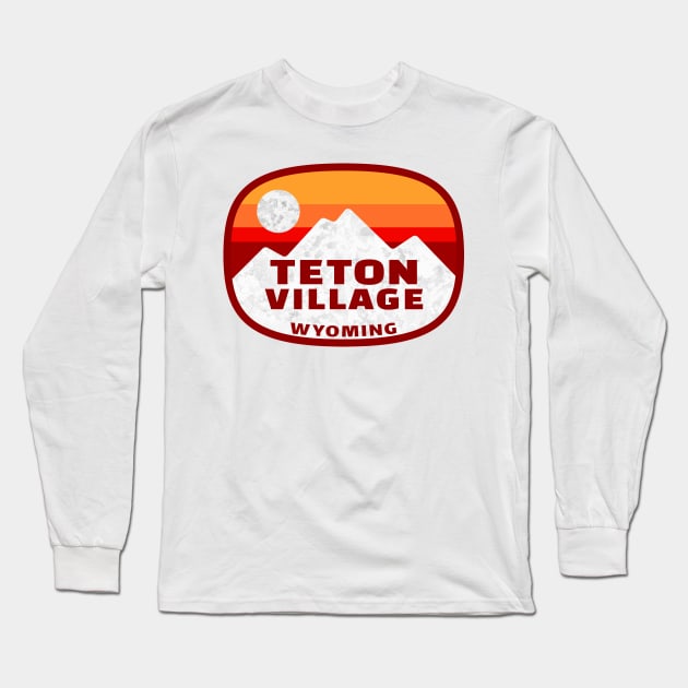 Skiing Teton Village Wyoming Ski Hiking Snowboarding Long Sleeve T-Shirt by TravelTime